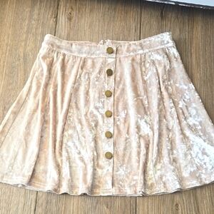 She + Sky Crushed Velvet Button Down Mini Skirt